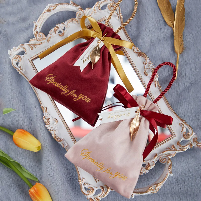 Velvet Drawstring Pouch With Logo product view 3